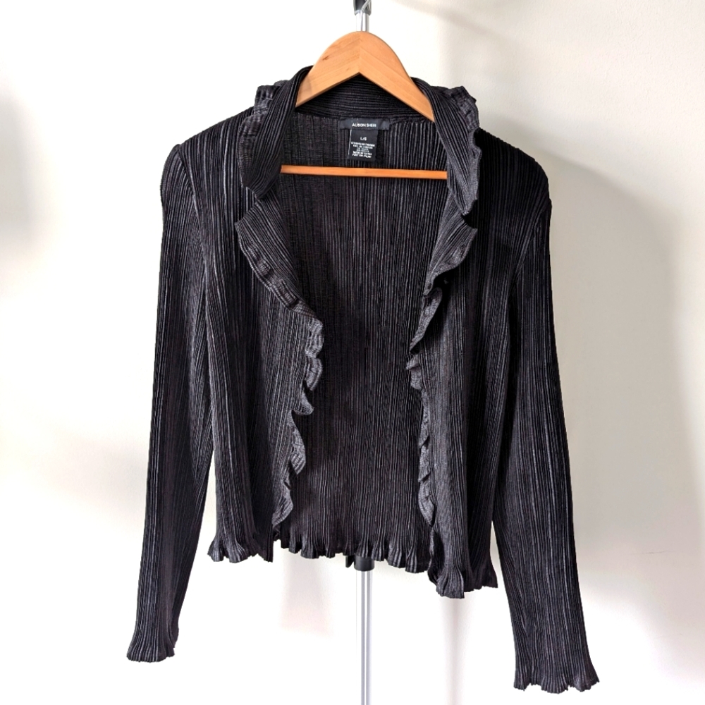 ✨ EUC Alison Sheri Black Ruffle Blouse | Size L ✨